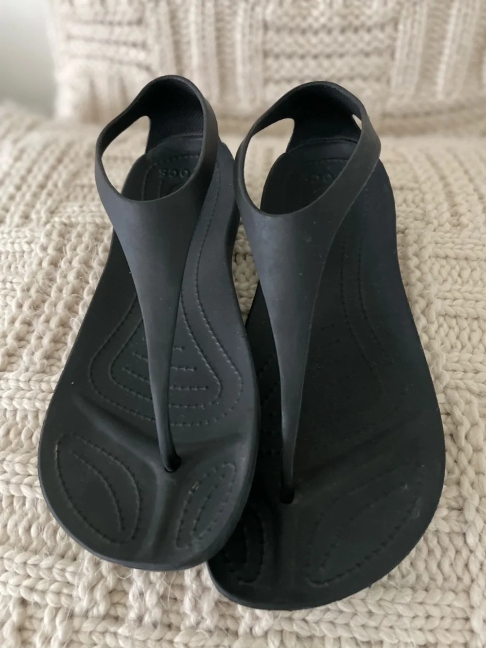 CROCS Sexi Serena Size 8 Black Sandals Flip Flop Slingback - Picture 5 of 6